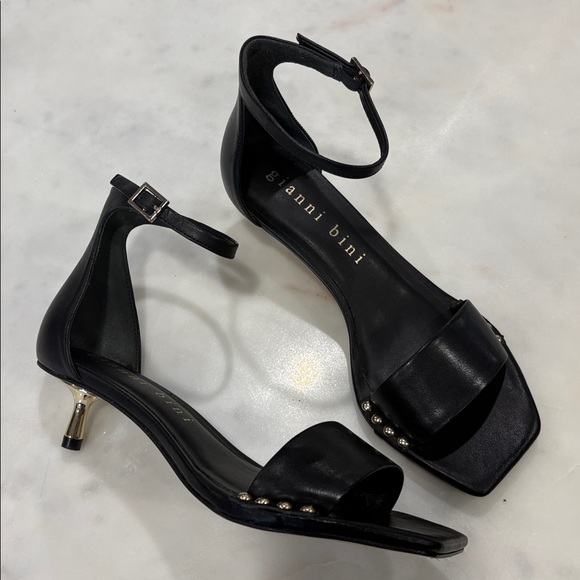 Gianni Bini Shoes - NEW Gianni Bini Asherr Leather Studded Kitten Heel Sandals Ankle Strap Sz 7
